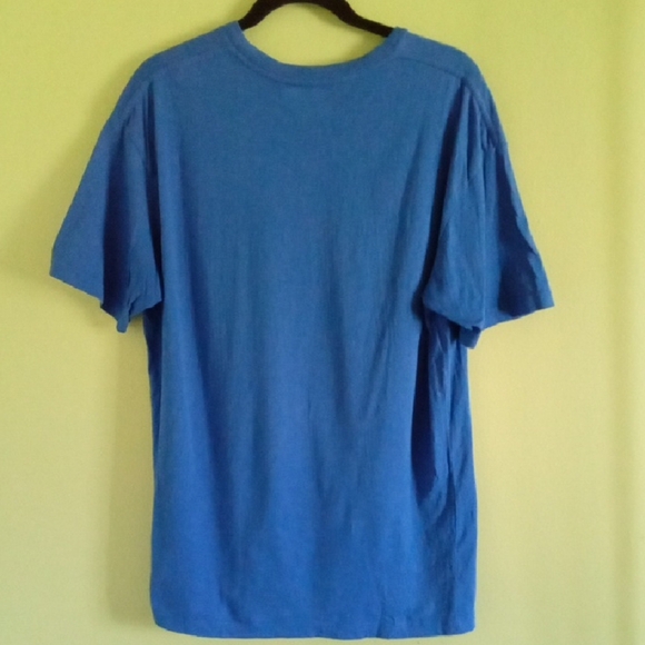 Vibrant Blue Short Sleeve Crew Neck Tee with Bold Statement - Picture 4 of 4